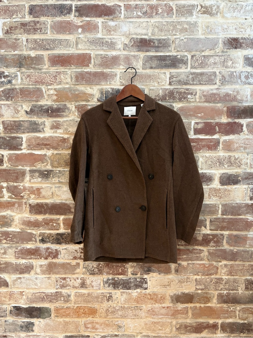 Vince Double-Breasted Brown Blazer